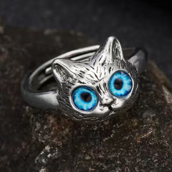 NWOT SILVER metal cat ring for ladies   SZ 8  ... R52 - Picture 5 of 10